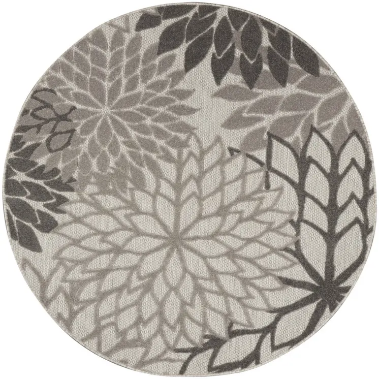 4' Gray Round Indoor Outdoor Area Rug