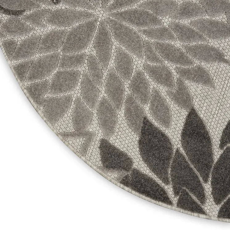 5' Gray Round Indoor Outdoor Area Rug