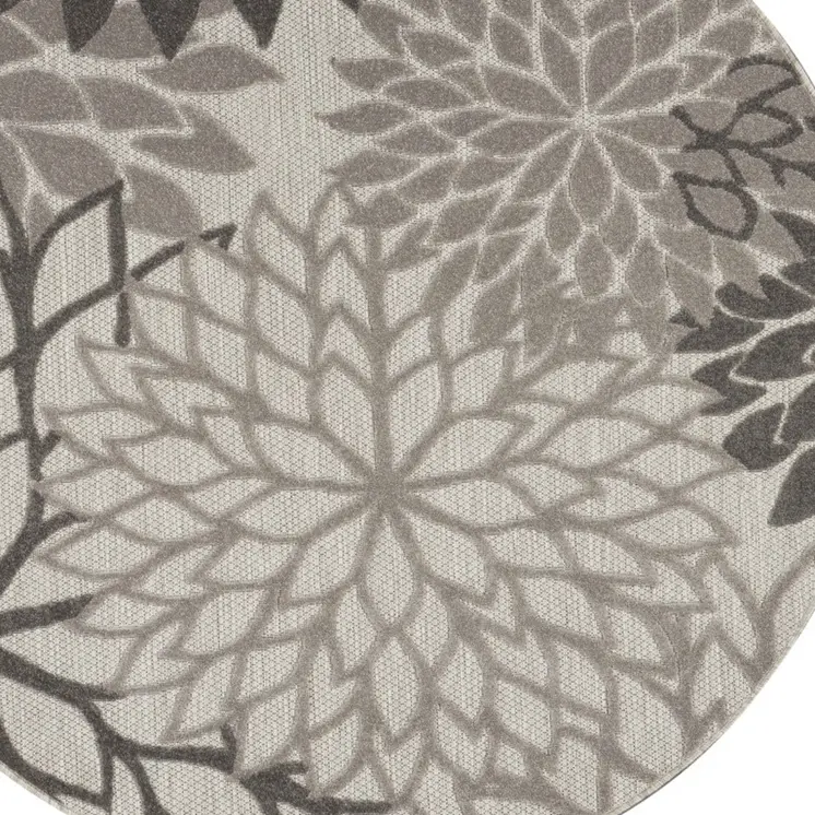 5' Gray Round Indoor Outdoor Area Rug