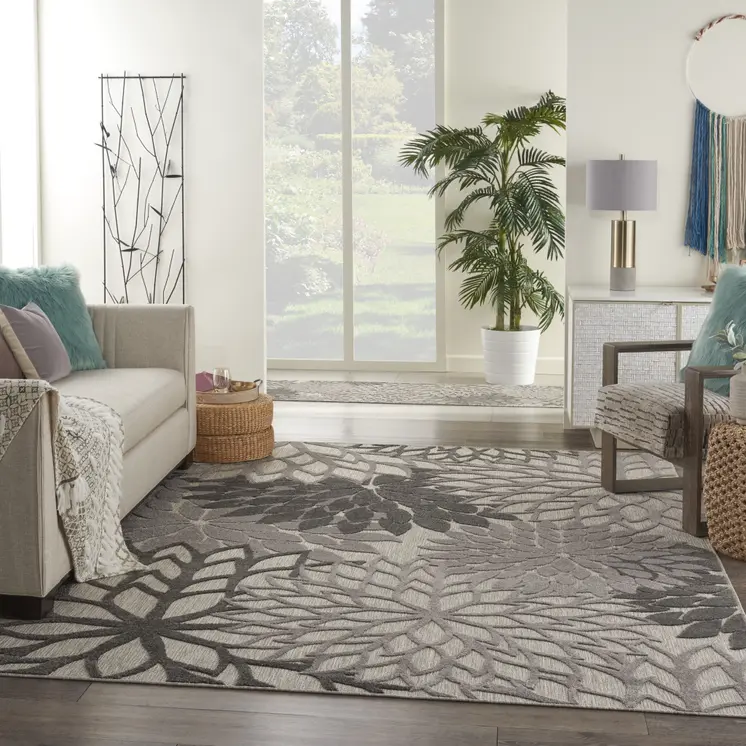 7' X 10' Gray Indoor Outdoor Area Rug