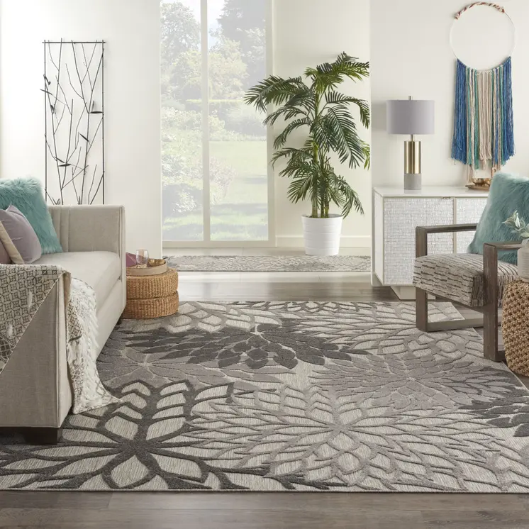 7' X 10' Gray Indoor Outdoor Area Rug