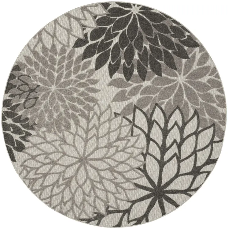 8' Gray Round Indoor Outdoor Area Rug