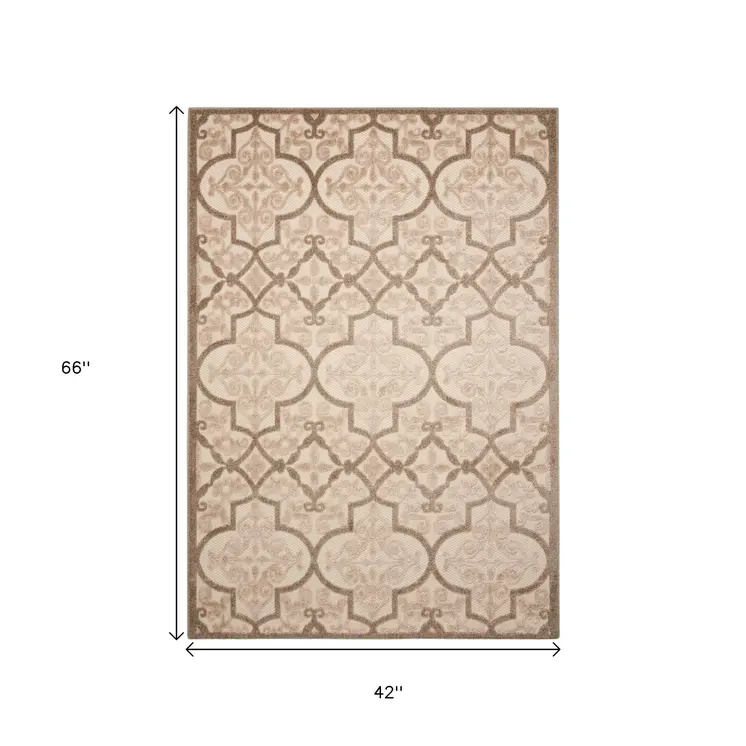 4' X 6' Cream Moroccan Indoor Outdoor Area Rug
