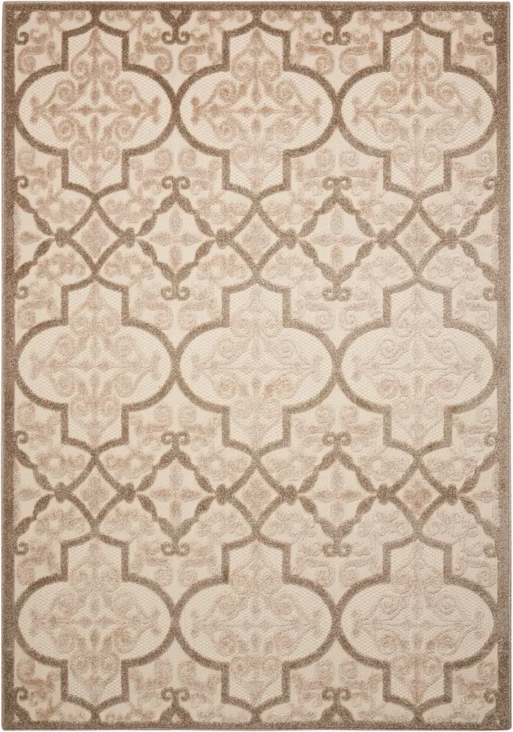 5' X 8' Cream Moroccan Indoor Outdoor Area Rug