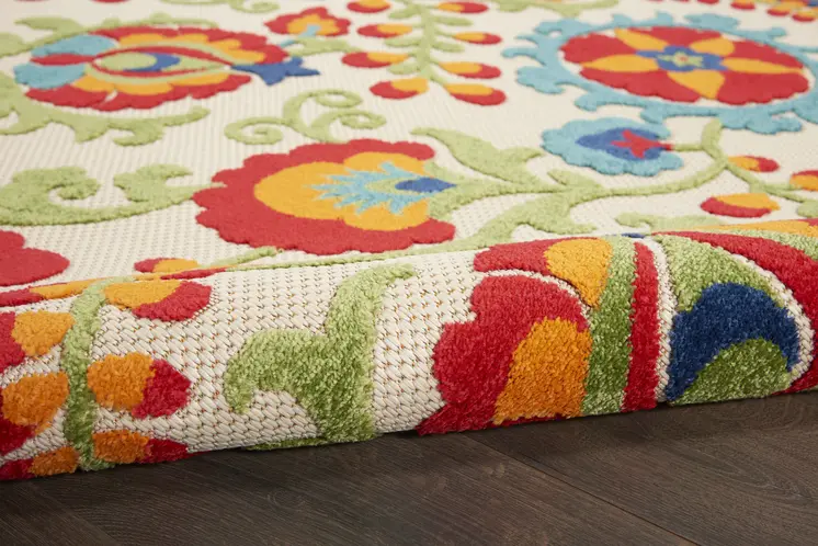 8' Green And Ivory Indoor Outdoor Area Rug