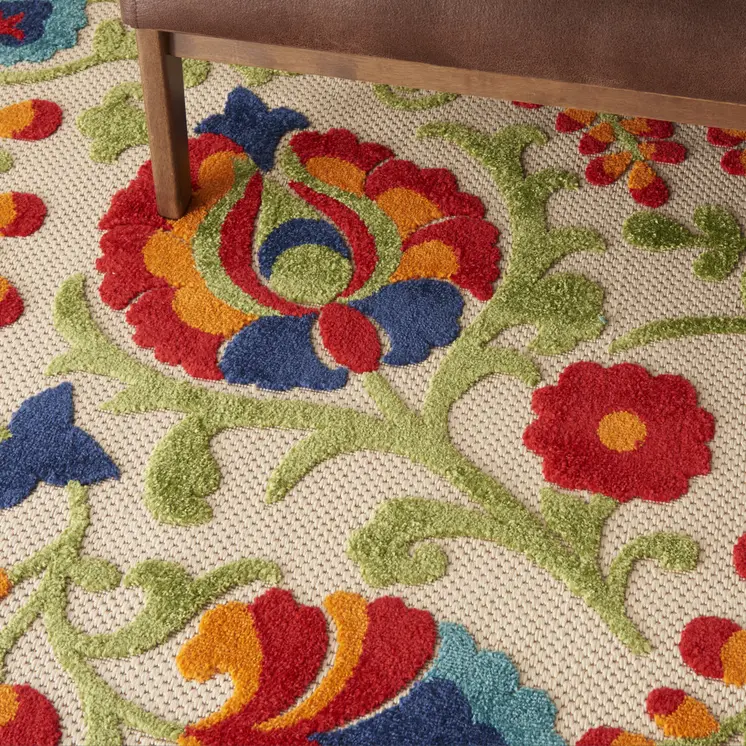 8' X 11' Green And Ivory Handmade Indoor Outdoor Area Rug