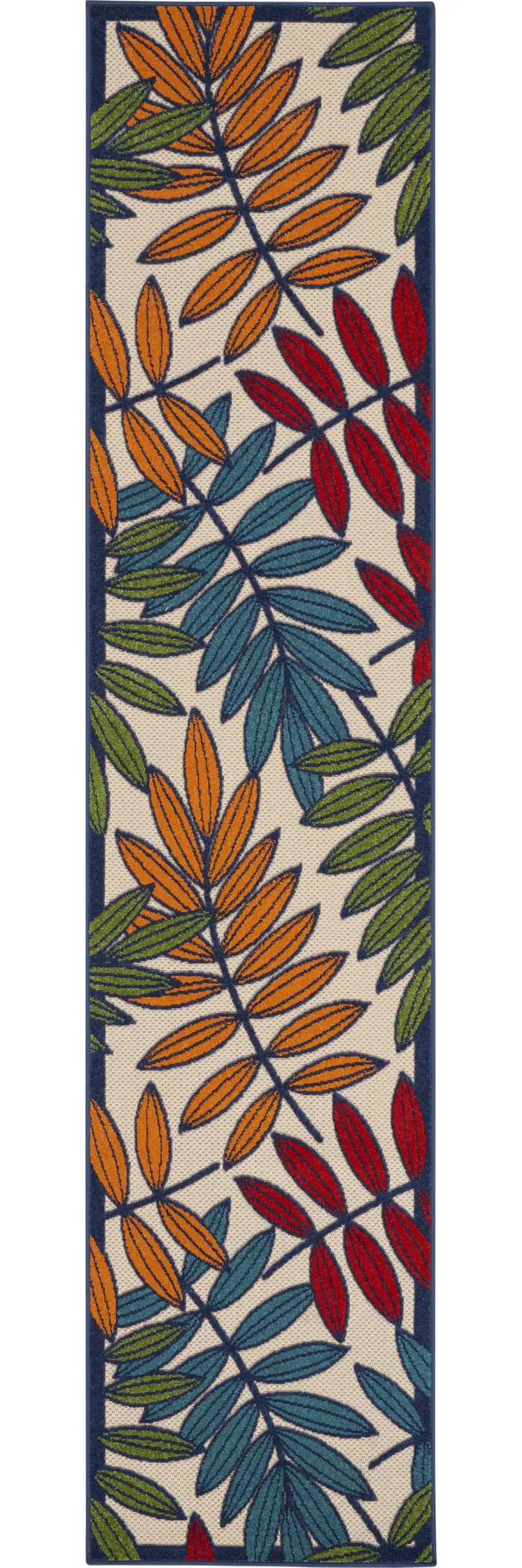 10' Ivory And Blue Floral Indoor Outdoor Area Rug