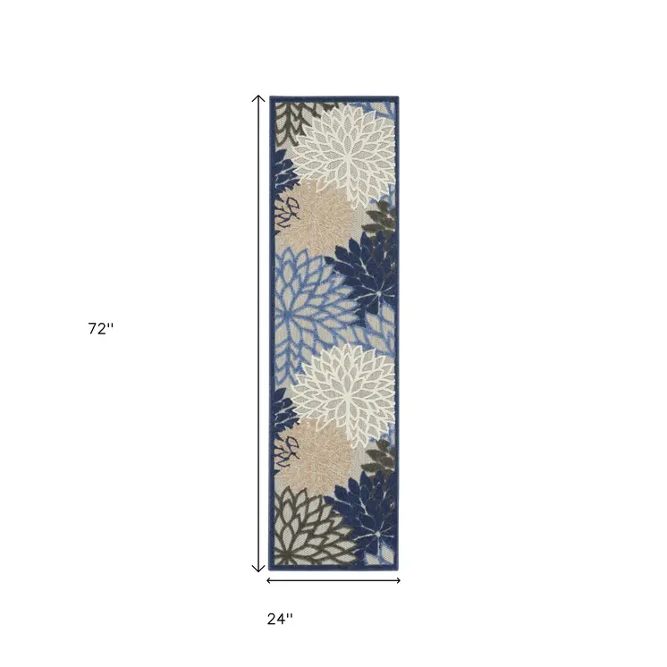 6' Blue And Gray Indoor Outdoor Area Rug