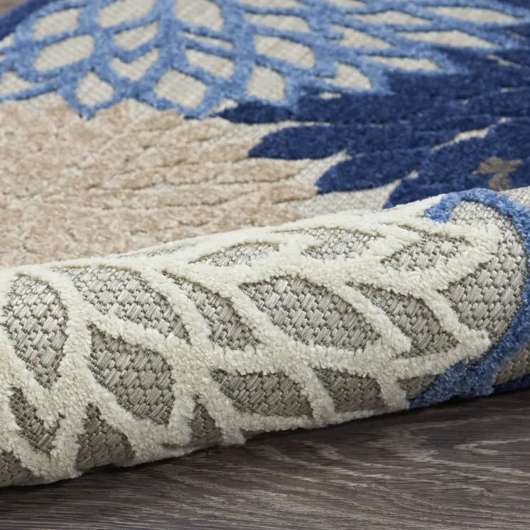 12' Blue And Gray Indoor Outdoor Runner Rug