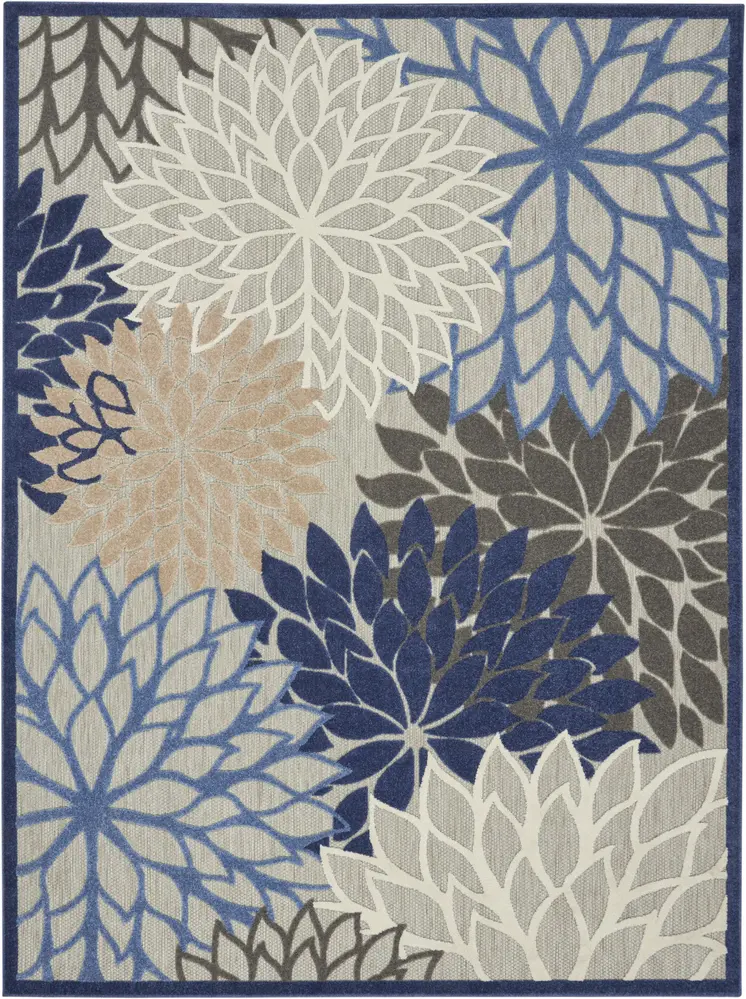 8' X 11' Blue And Gray Indoor Outdoor Area Rug