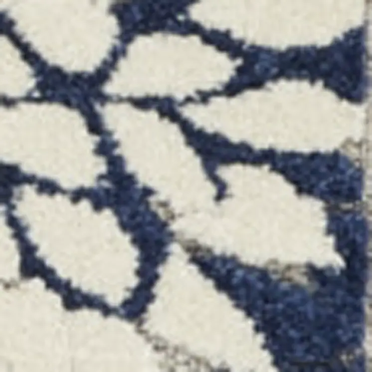 12' Ivory And Blue Indoor Outdoor Runner Rug