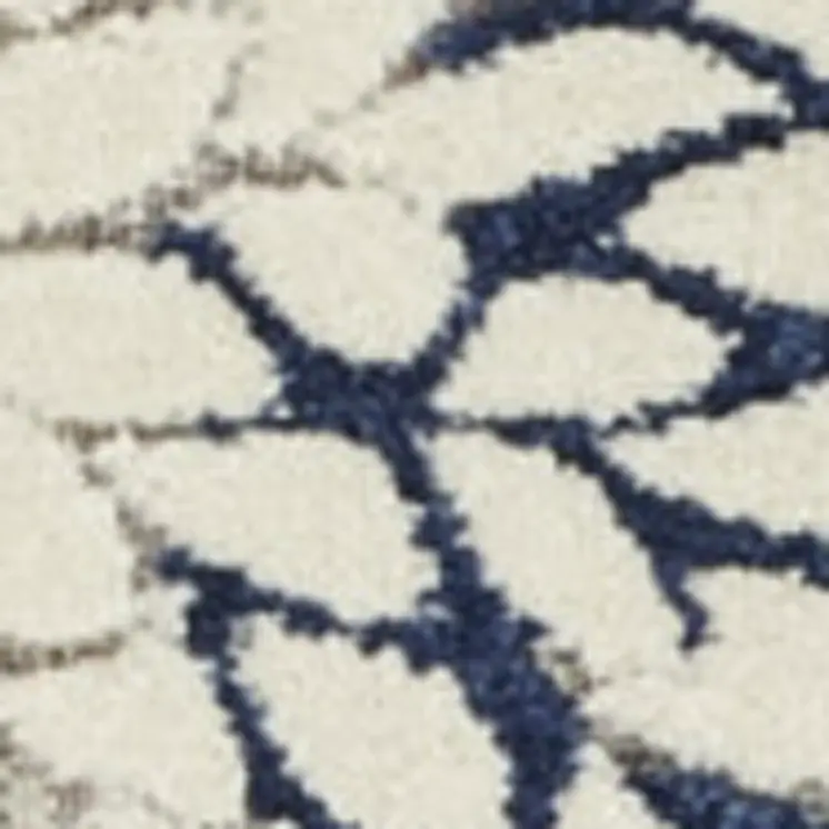 12' Ivory And Blue Indoor Outdoor Runner Rug