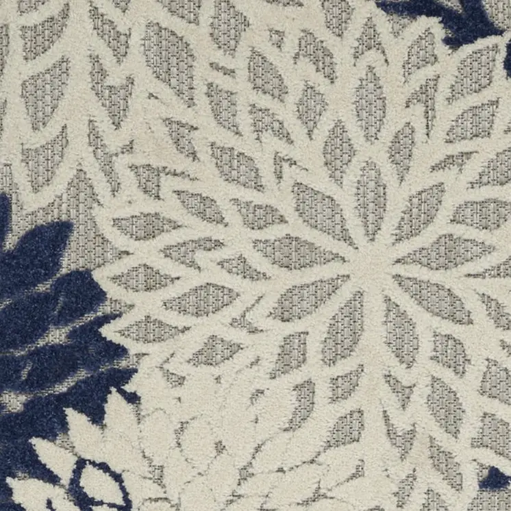 8' Ivory And Blue Indoor Outdoor Area Rug