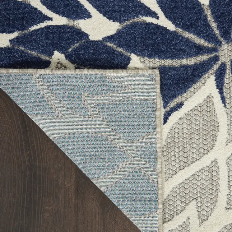 4' X 6' Ivory And Blue Indoor Outdoor Area Rug