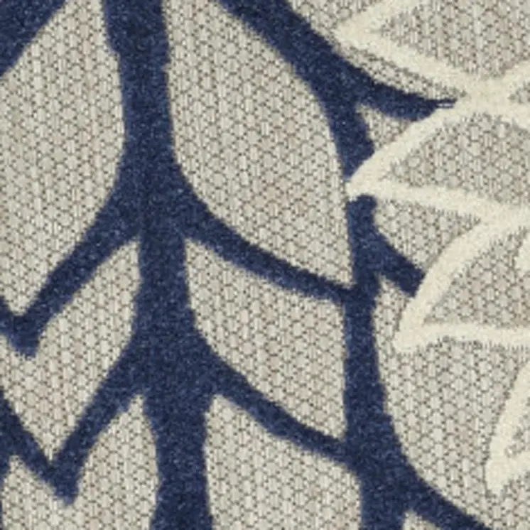 4' Ivory And Blue Round Indoor Outdoor Area Rug