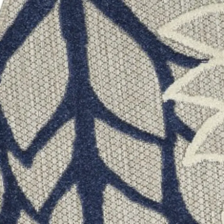 4' Ivory And Blue Round Indoor Outdoor Area Rug