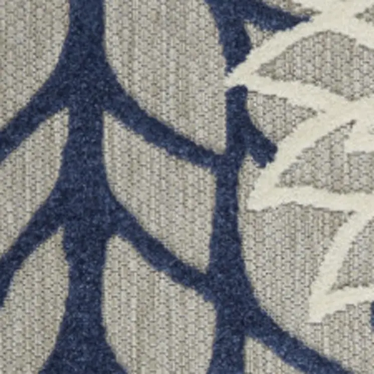 6' X 9' Ivory And Blue Indoor Outdoor Area Rug