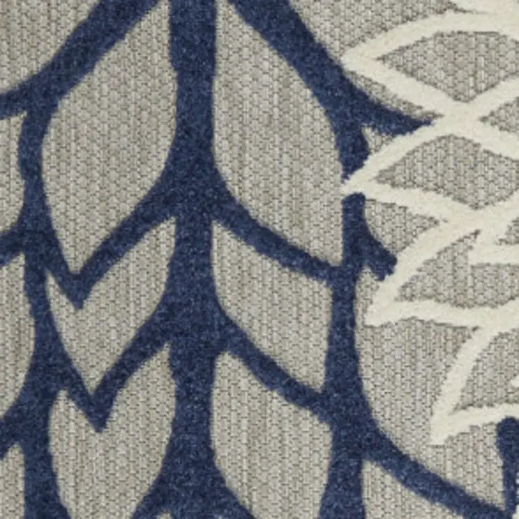 6' X 9' Ivory And Blue Indoor Outdoor Area Rug