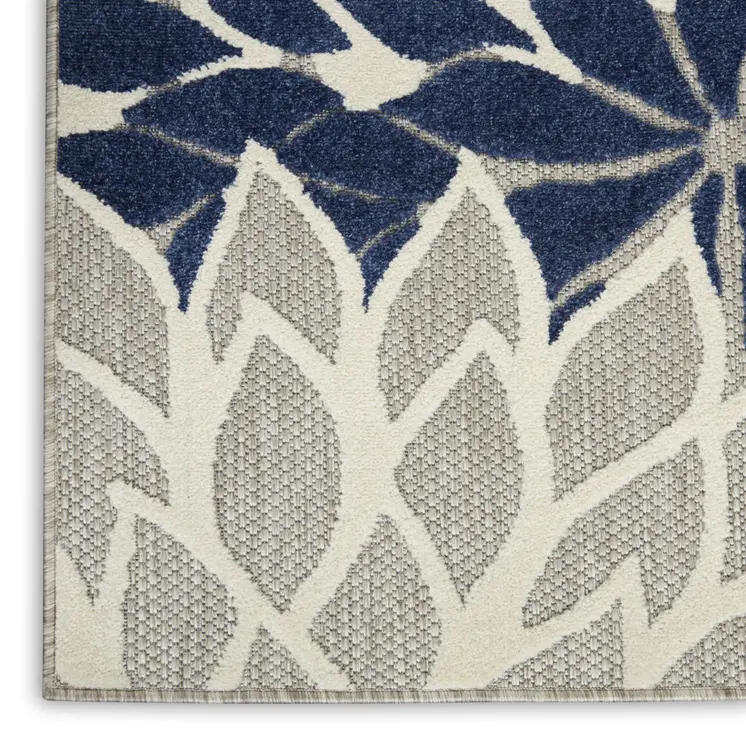 8' X 11' Ivory And Blue Indoor Outdoor Area Rug