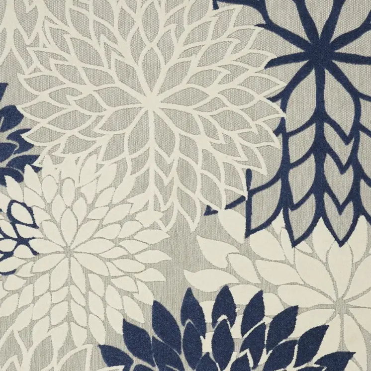 8' X 11' Ivory And Blue Indoor Outdoor Area Rug