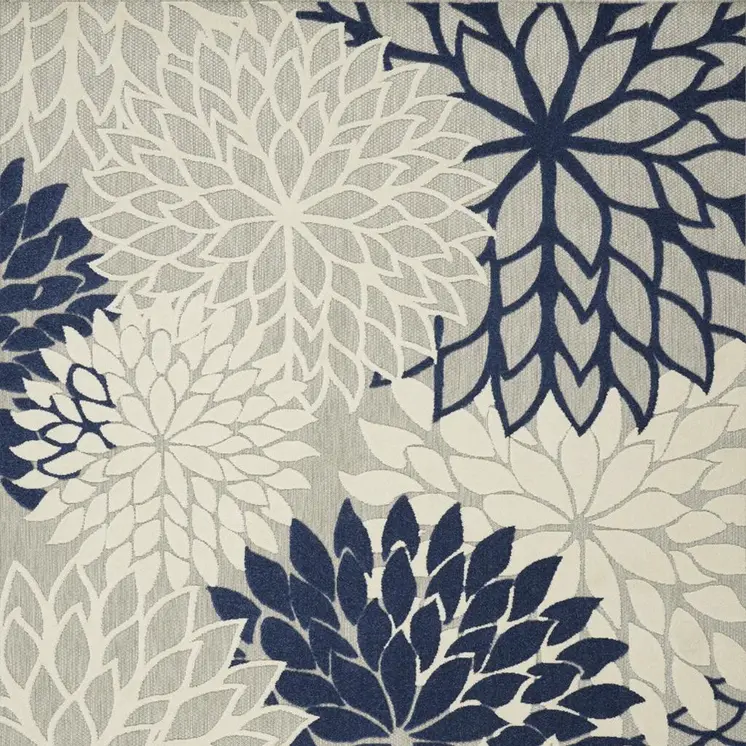 8' X 11' Ivory And Blue Indoor Outdoor Area Rug