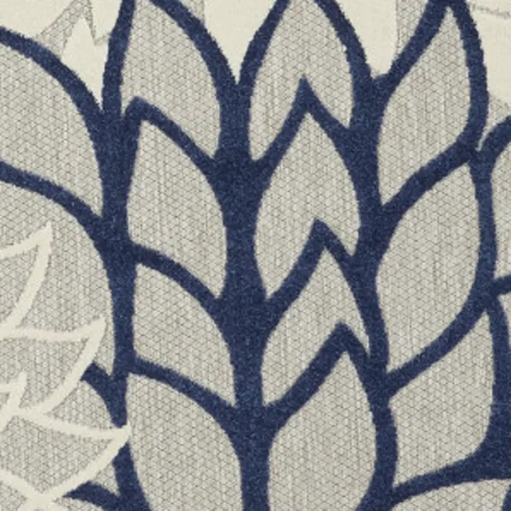 8' Ivory And Blue Round Indoor Outdoor Area Rug