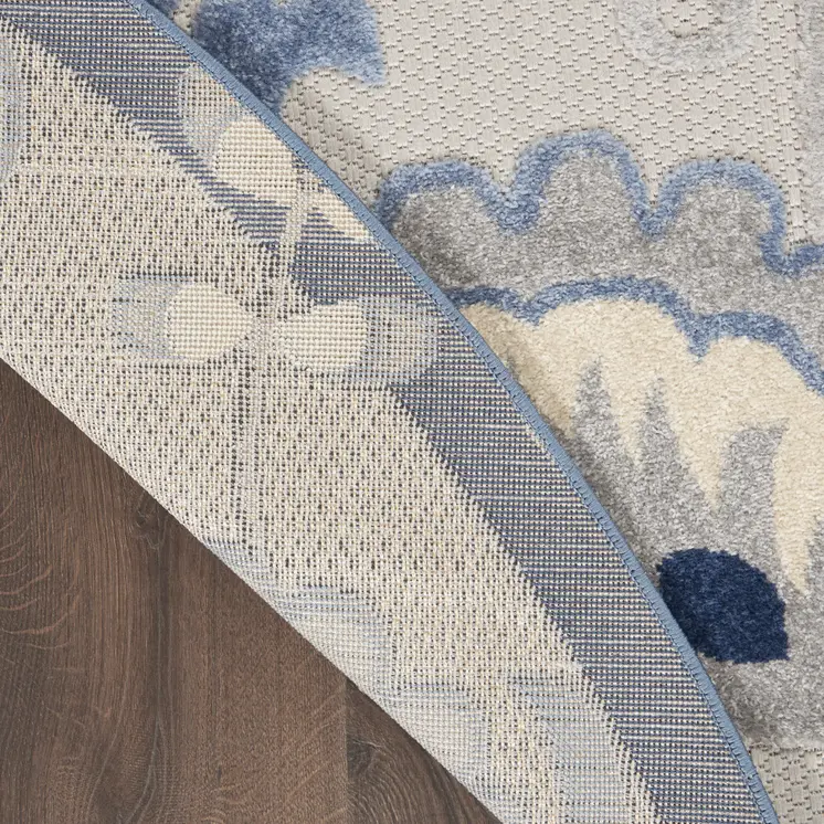 5' Blue And Gray Round Indoor Outdoor Area Rug