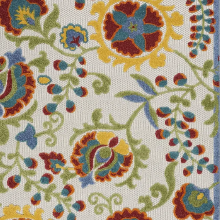 6' X 9' Green And Ivory Handmade Indoor Outdoor Area Rug