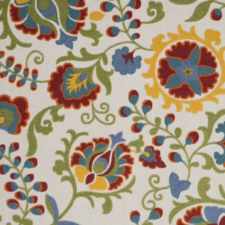 7' X 10' Green And Ivory Handmade Indoor Outdoor Area Rug