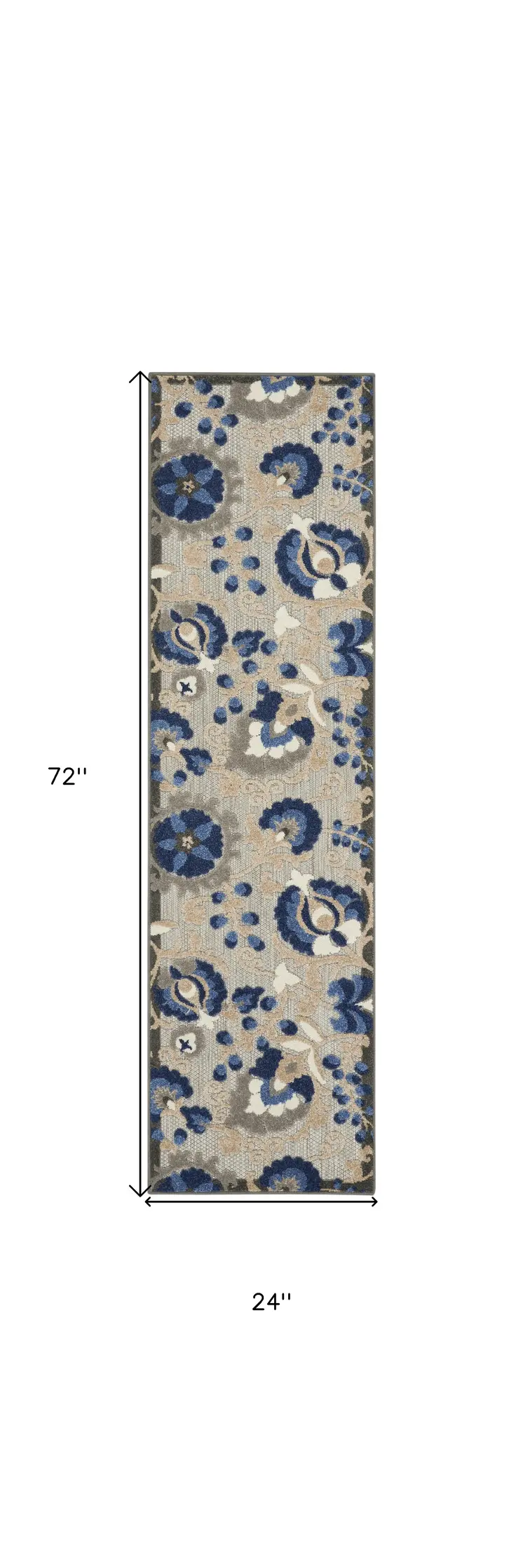 6' Blue And Gray Indoor Outdoor Area Rug
