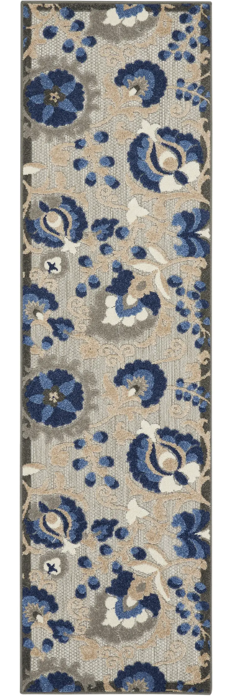 6' Blue And Gray Indoor Outdoor Area Rug