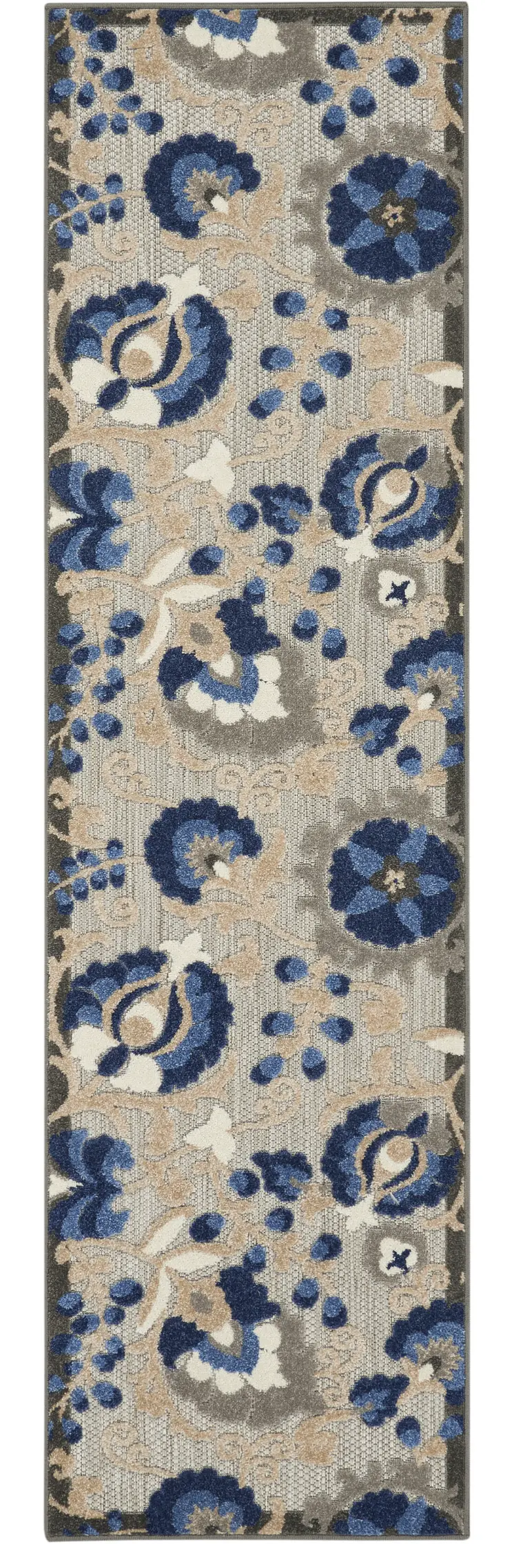 8' Blue And Gray Indoor Outdoor Area Rug