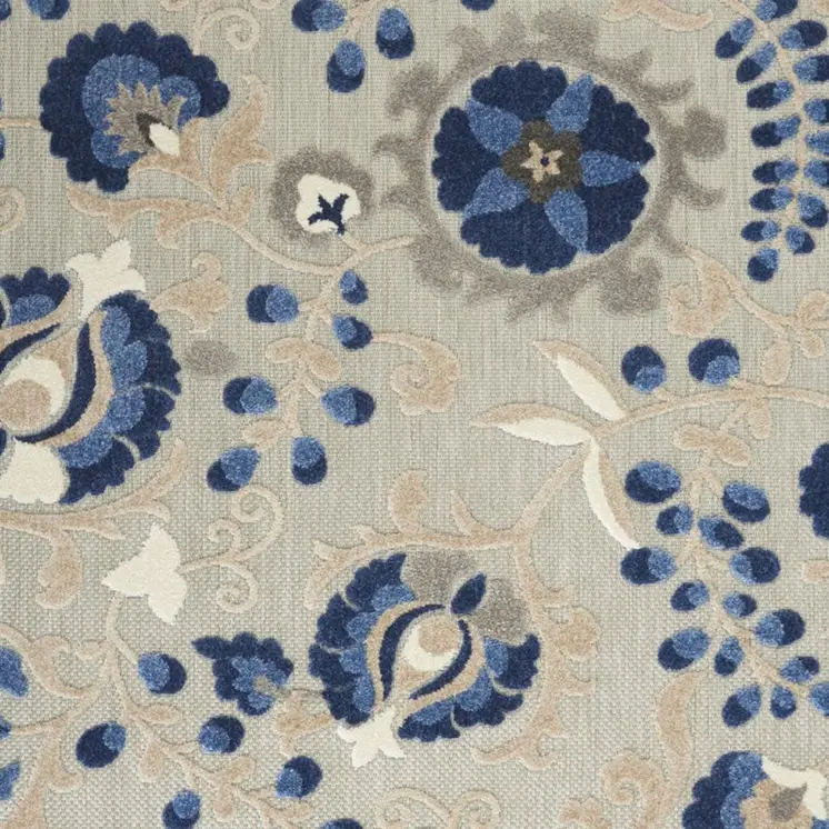 6' X 9' Blue And Gray Indoor Outdoor Area Rug