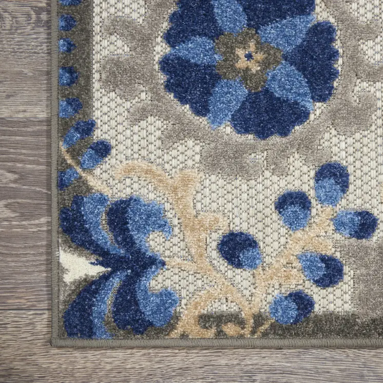 7' X 10' Blue And Gray Indoor Outdoor Area Rug