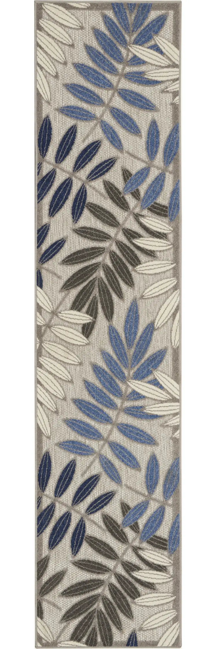 10' Blue And Gray Floral Indoor Outdoor Area Rug