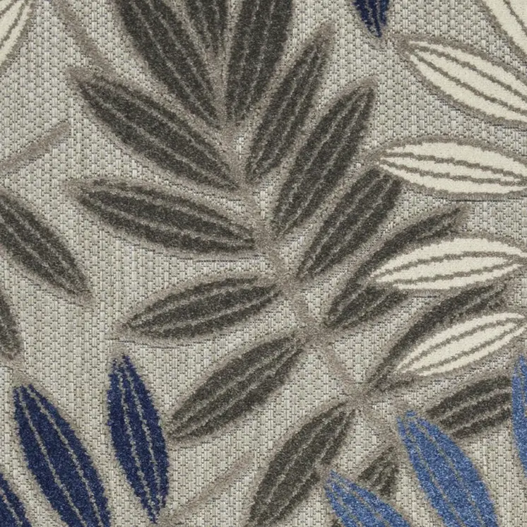 3' X 4' Blue And Gray Floral Indoor Outdoor Area Rug