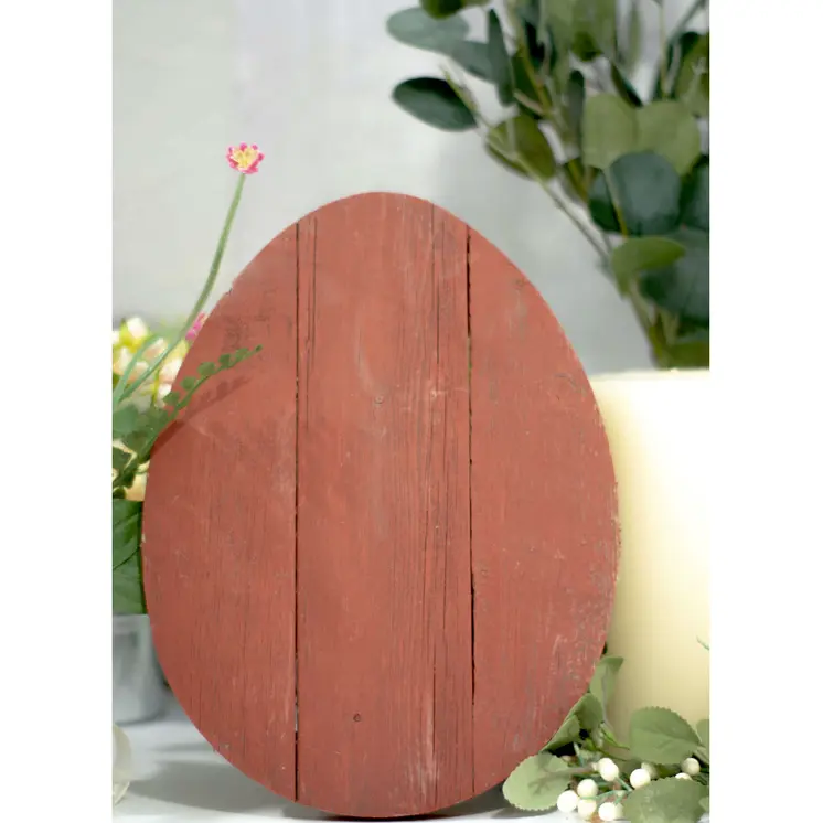 12" Farmhouse Red Wooden Large Egg