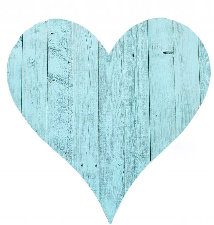 12" Turquoise Reclaimed Wood Heart Wall Decor