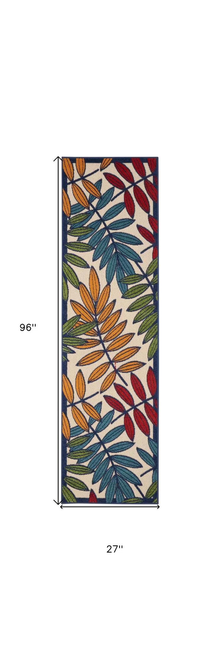 8' Ivory And Blue Floral Indoor Outdoor Area Rug