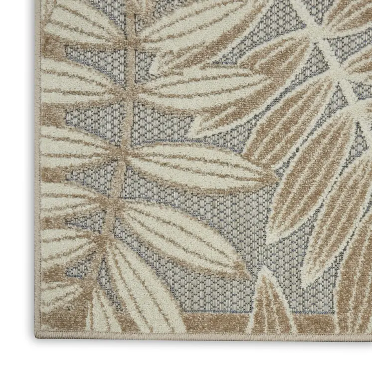 4' X 6' Gray And Ivory Floral Indoor Outdoor Area Rug