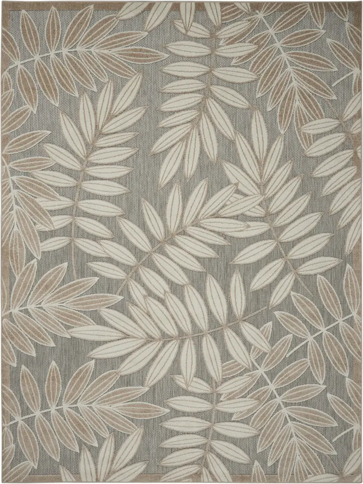 4' X 6' Gray And Ivory Floral Indoor Outdoor Area Rug