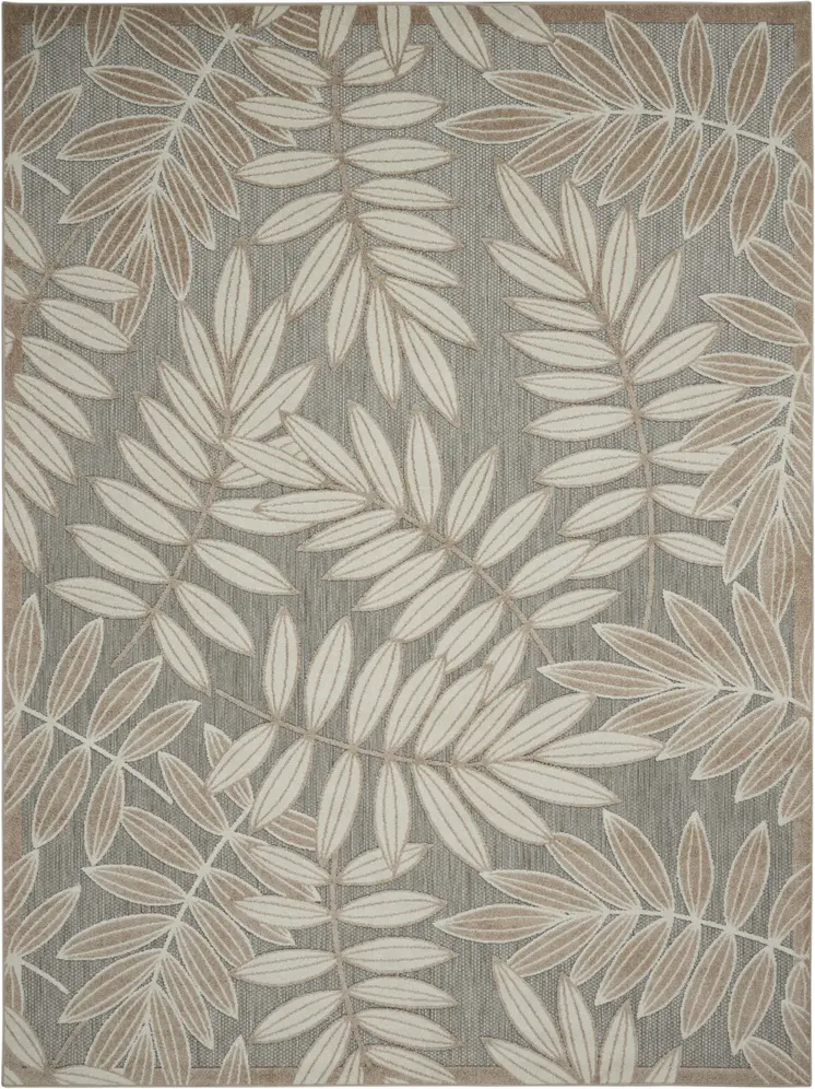 4' X 6' Gray And Ivory Floral Indoor Outdoor Area Rug