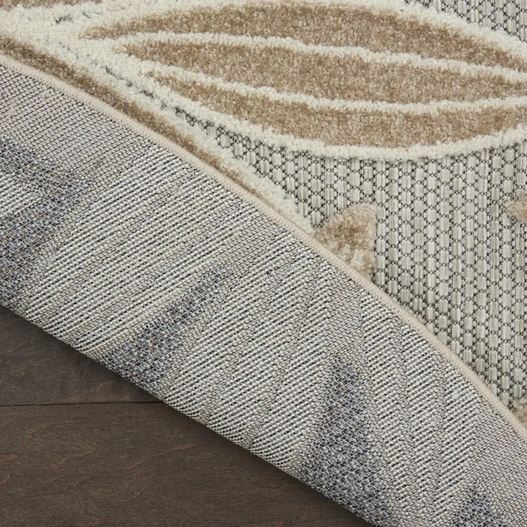 4' Gray And Ivory Round Floral Indoor Outdoor Area Rug
