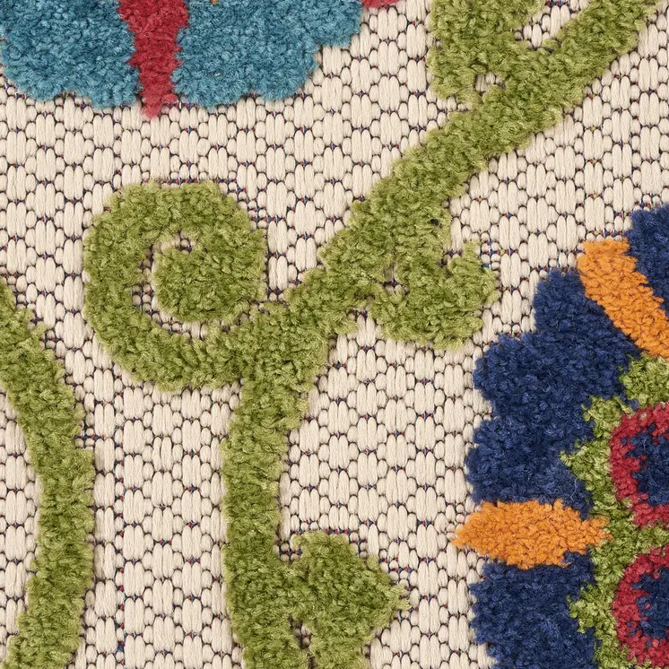 8' Ivory And Blue Indoor Outdoor Area Rug