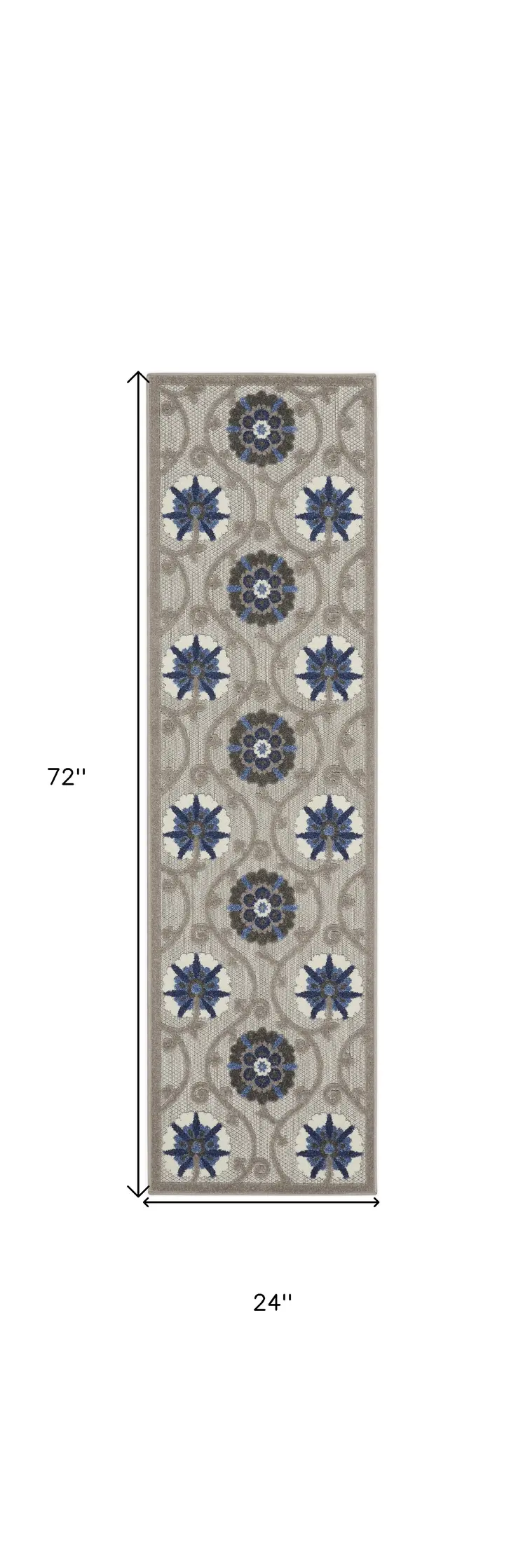 6' Blue And Gray Indoor Outdoor Area Rug