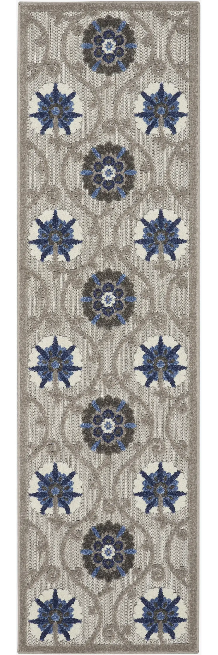 8' Blue And Gray Indoor Outdoor Area Rug