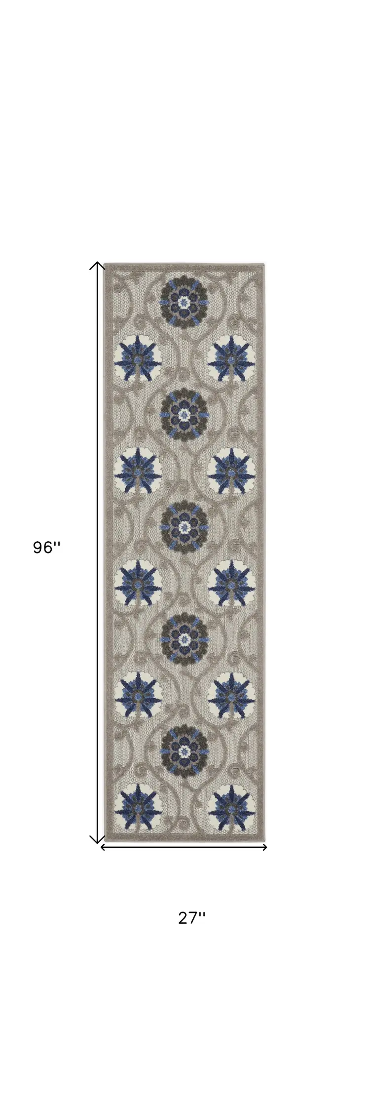 8' Blue And Gray Indoor Outdoor Area Rug