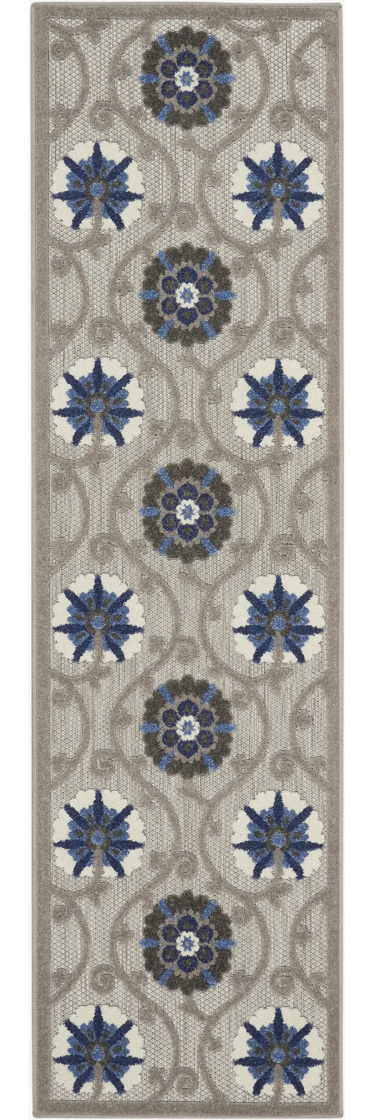 8' Blue And Gray Indoor Outdoor Area Rug