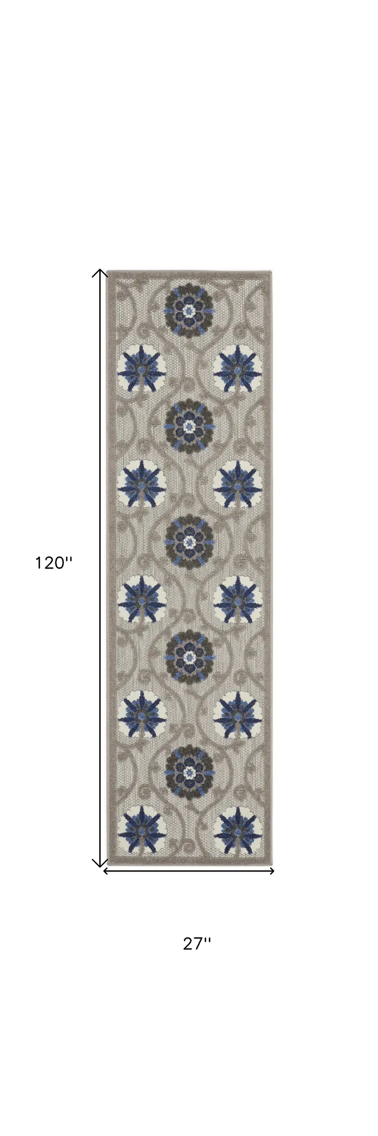 10' Blue And Gray Indoor Outdoor Area Rug