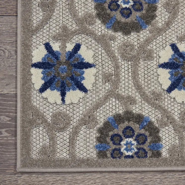 3' X 4' Blue And Gray Indoor Outdoor Area Rug